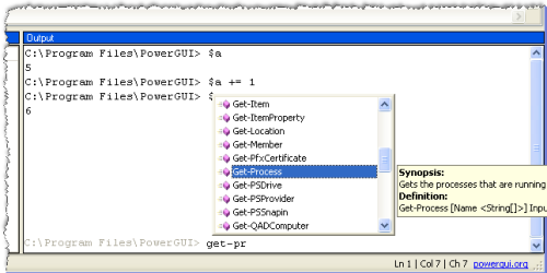 Interactive PowerShell window in PowerGUI