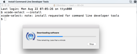 Install Mac OS command-line developer tools xcode