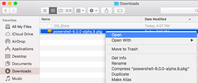 Install PowerShell pkg on Mac OS X