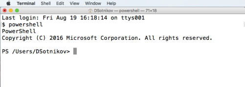 Starting PowerShell prompt on Mac OS X in bash Terminal